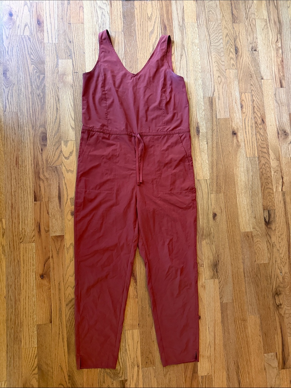 Patagonia Women's Brick Red Sleeveless Drawstring Jumpsuit Fleetwith